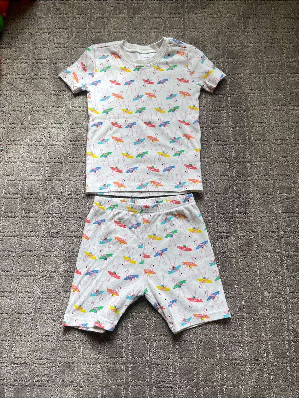 Kids Janie & Jack White Flamingo Print Pajama Set - Multicolor
